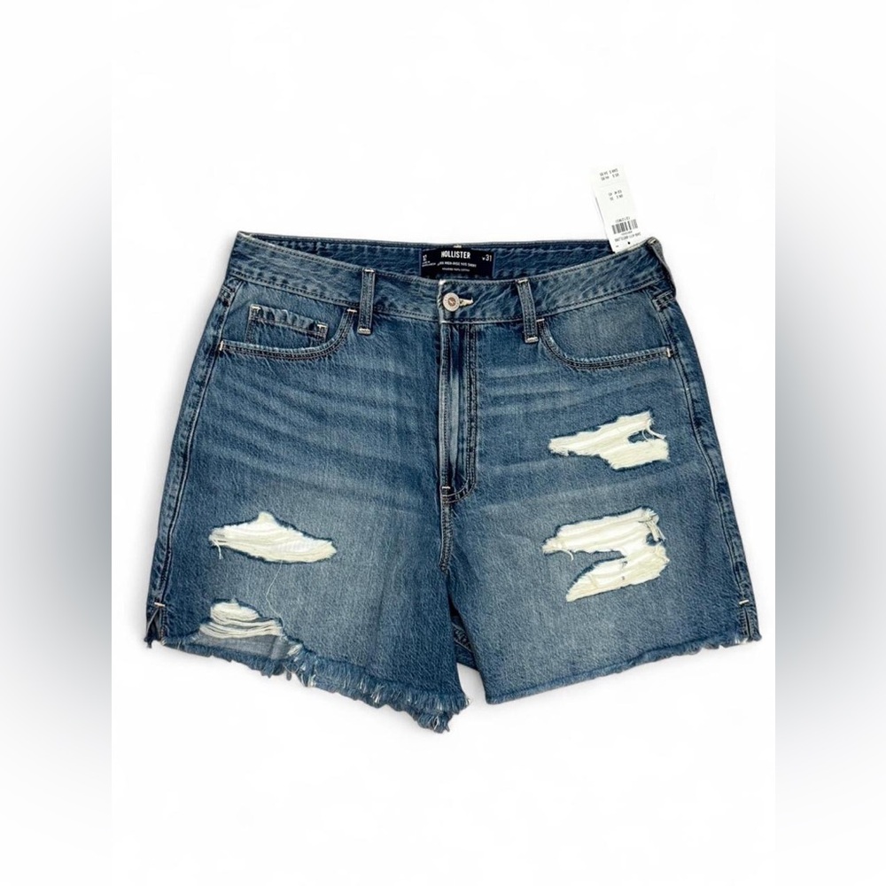 NWT Hollister Ultra High-Rise Ripped Medium Wash 90s Denim Shorts 5" SZ 12/13/31